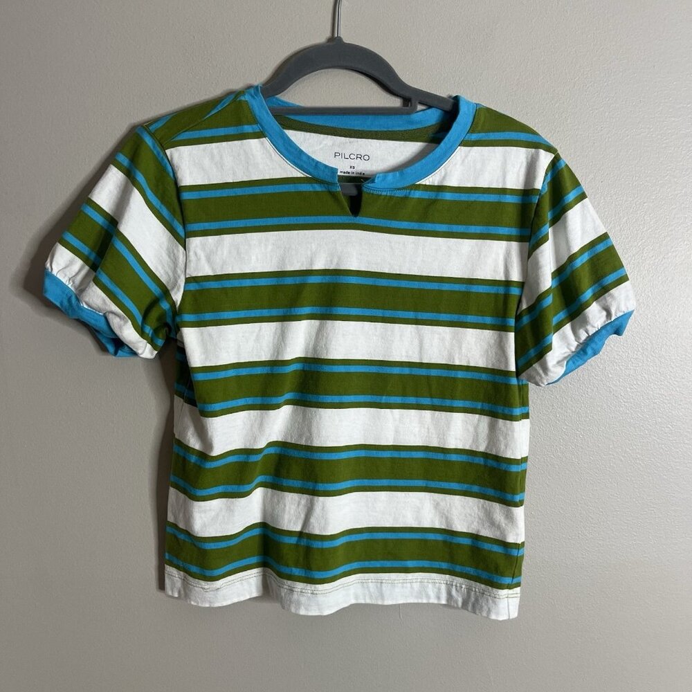 Pilcro Size XS Anthropologie Stripe Puff Sleeve Tee